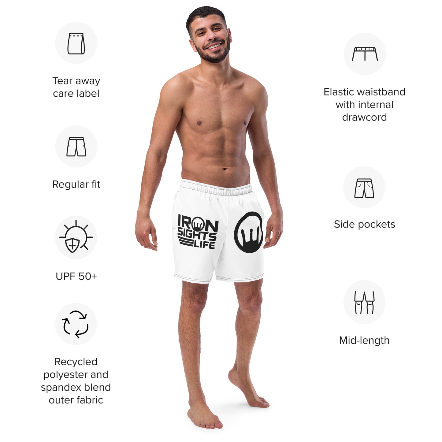 All-Over Print Recycled Swim Trunks