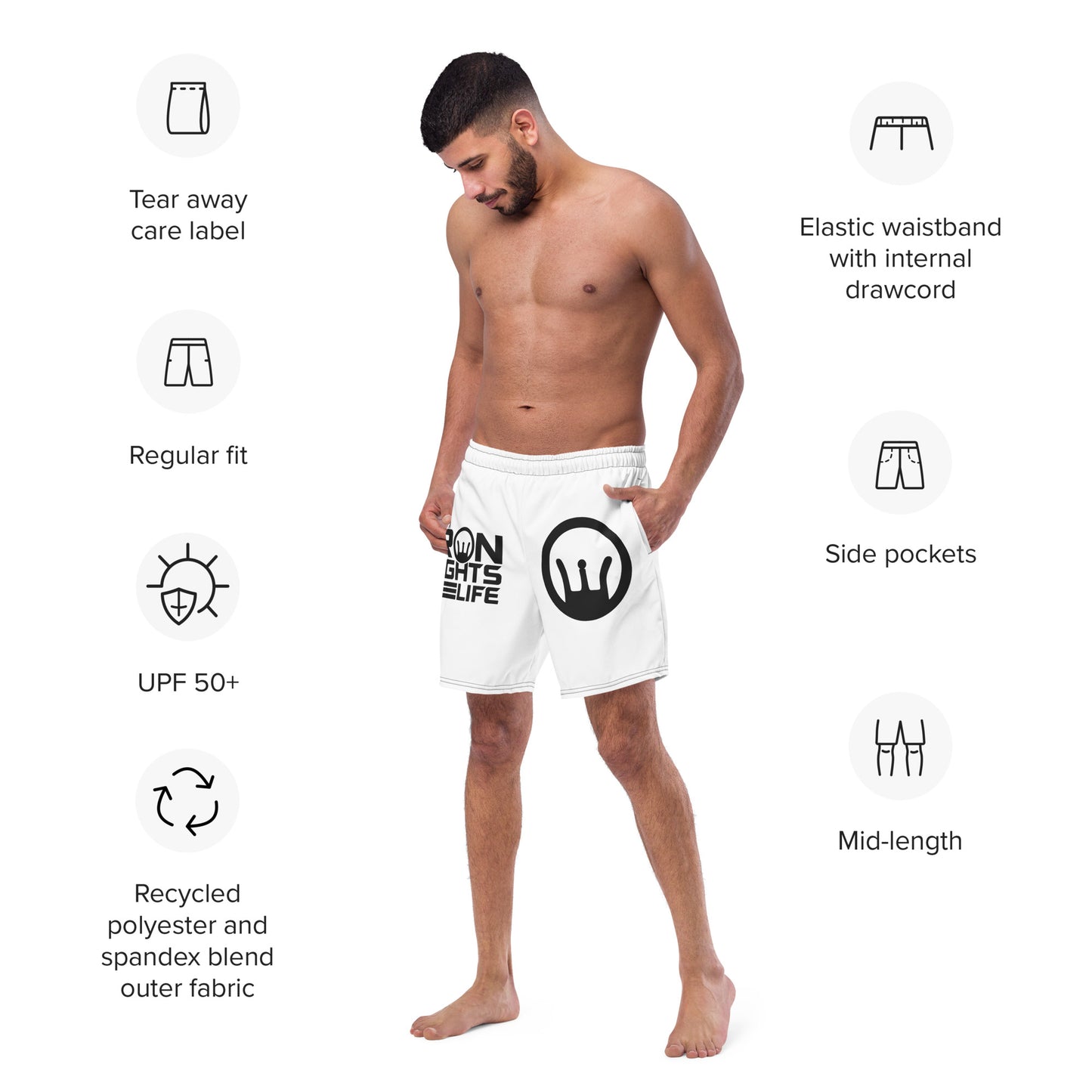 All-Over Print Recycled Swim Trunks