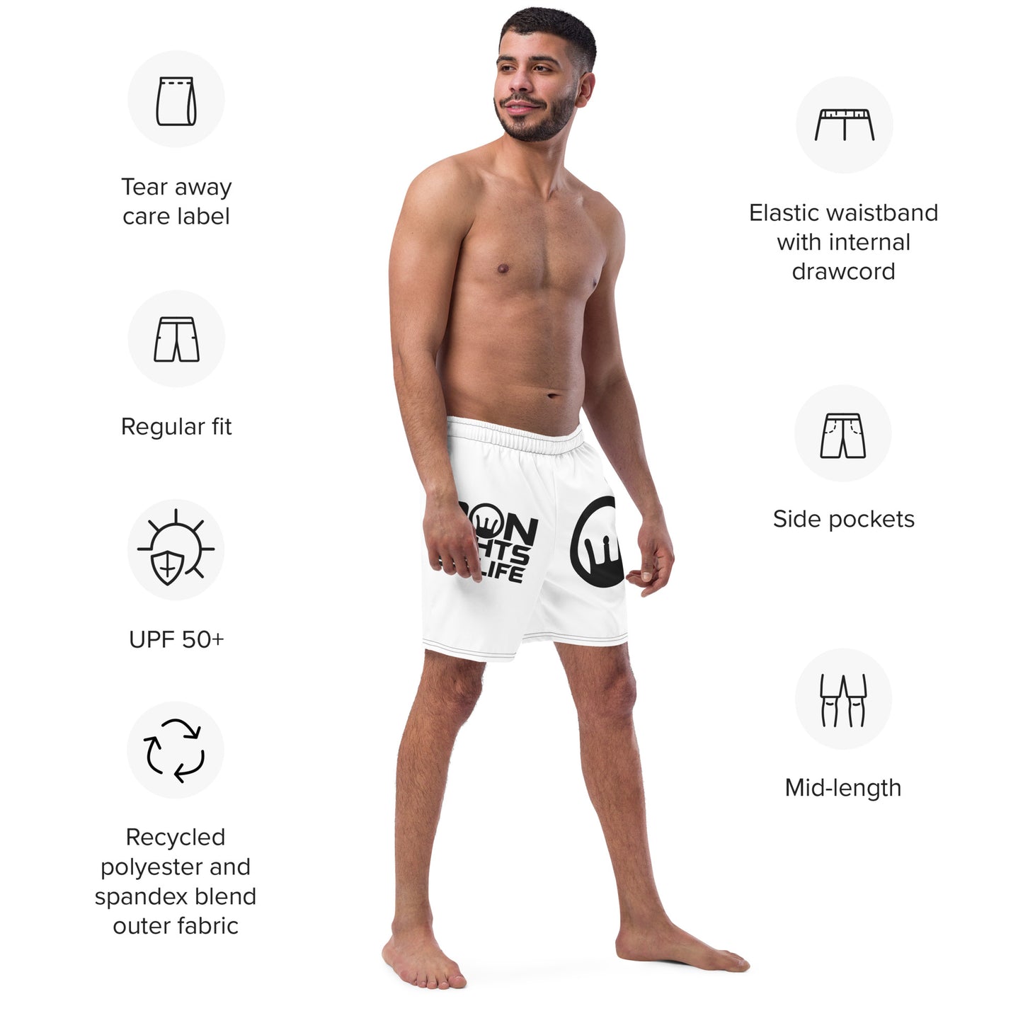 All-Over Print Recycled Swim Trunks