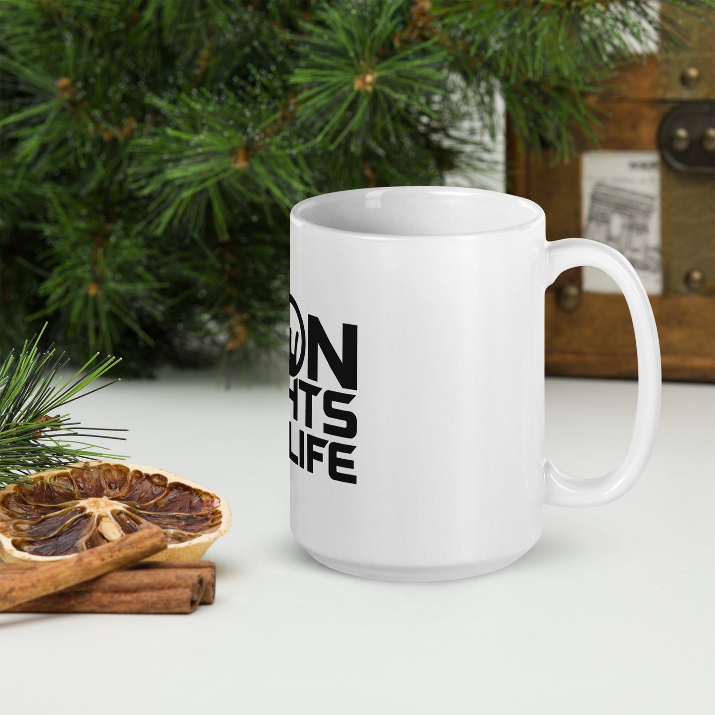 White glossy mug